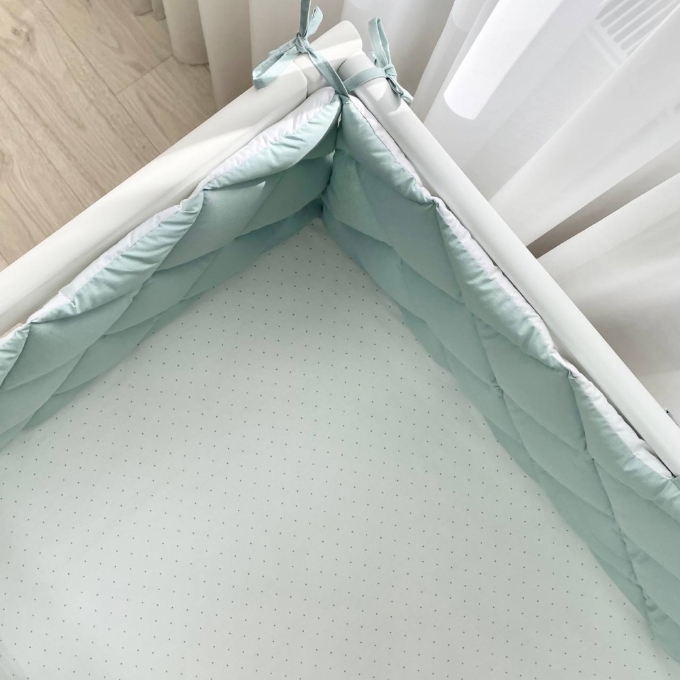 Protectie laterata patut bebe din 4 piese menta (4)